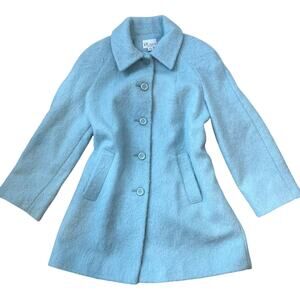 The TOG Shop Wool Mohair Alpaca Blend Button Up Coat size 12P Light Blue Cottage